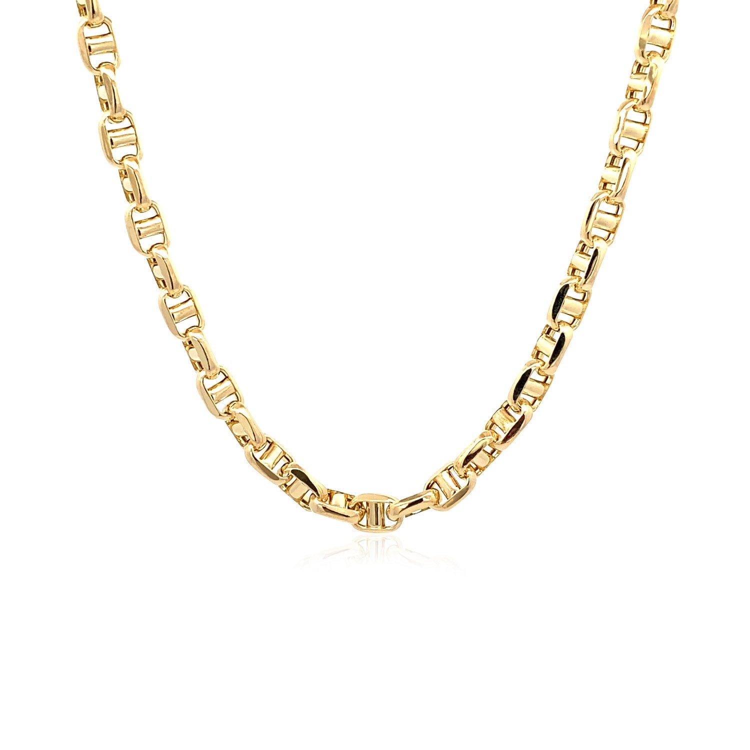 14k Yellow Gold Anchor Chain (4.50 mm) in a sleek high-contrast midnight luxury editorial style